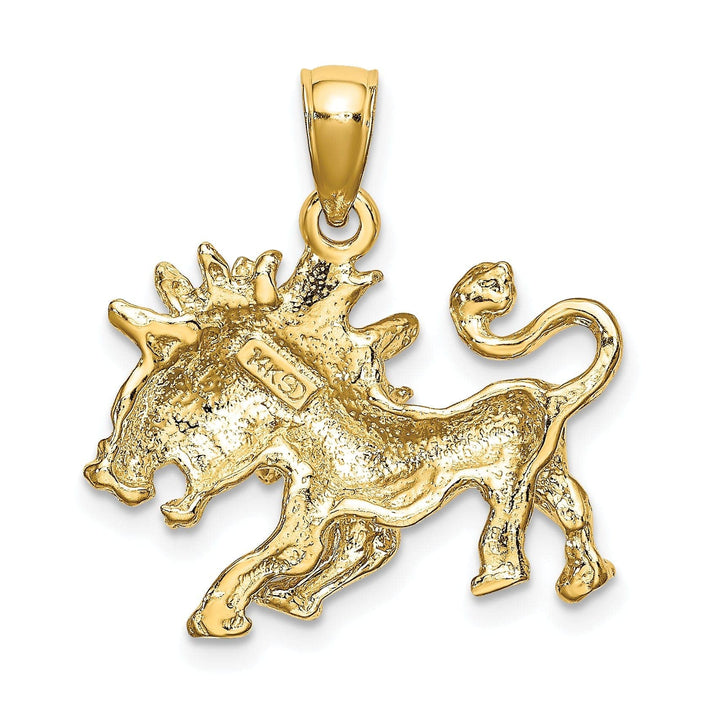 Lovely Rita's Pendants & Charms 14k Yellow Gold Polished Texture Finish Large Size3-D LEO Zodiac Charm Pendant