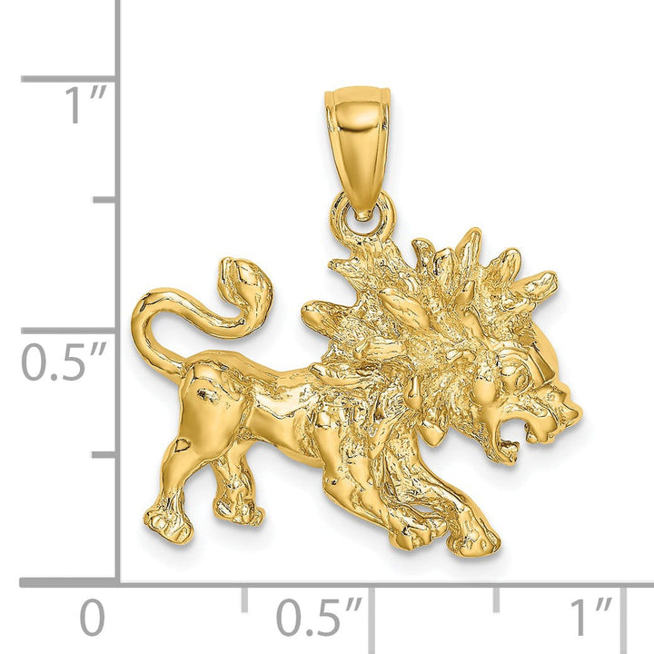 Lovely Rita's Pendants & Charms 14k Yellow Gold Polished Texture Finish Large Size3-D LEO Zodiac Charm Pendant