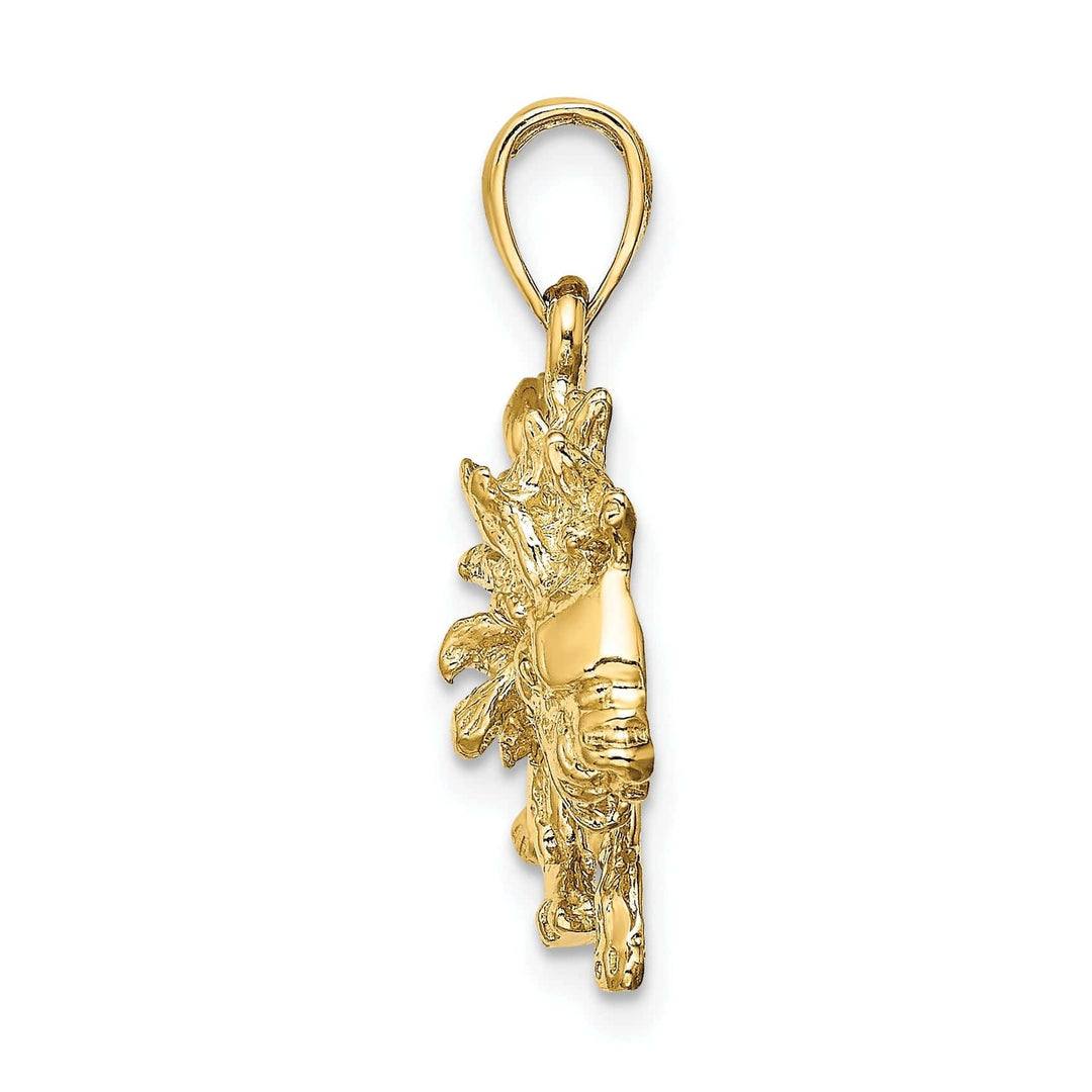 Lovely Rita's Pendants & Charms 14k Yellow Gold Polished Texture Finish Large Size3-D LEO Zodiac Charm Pendant