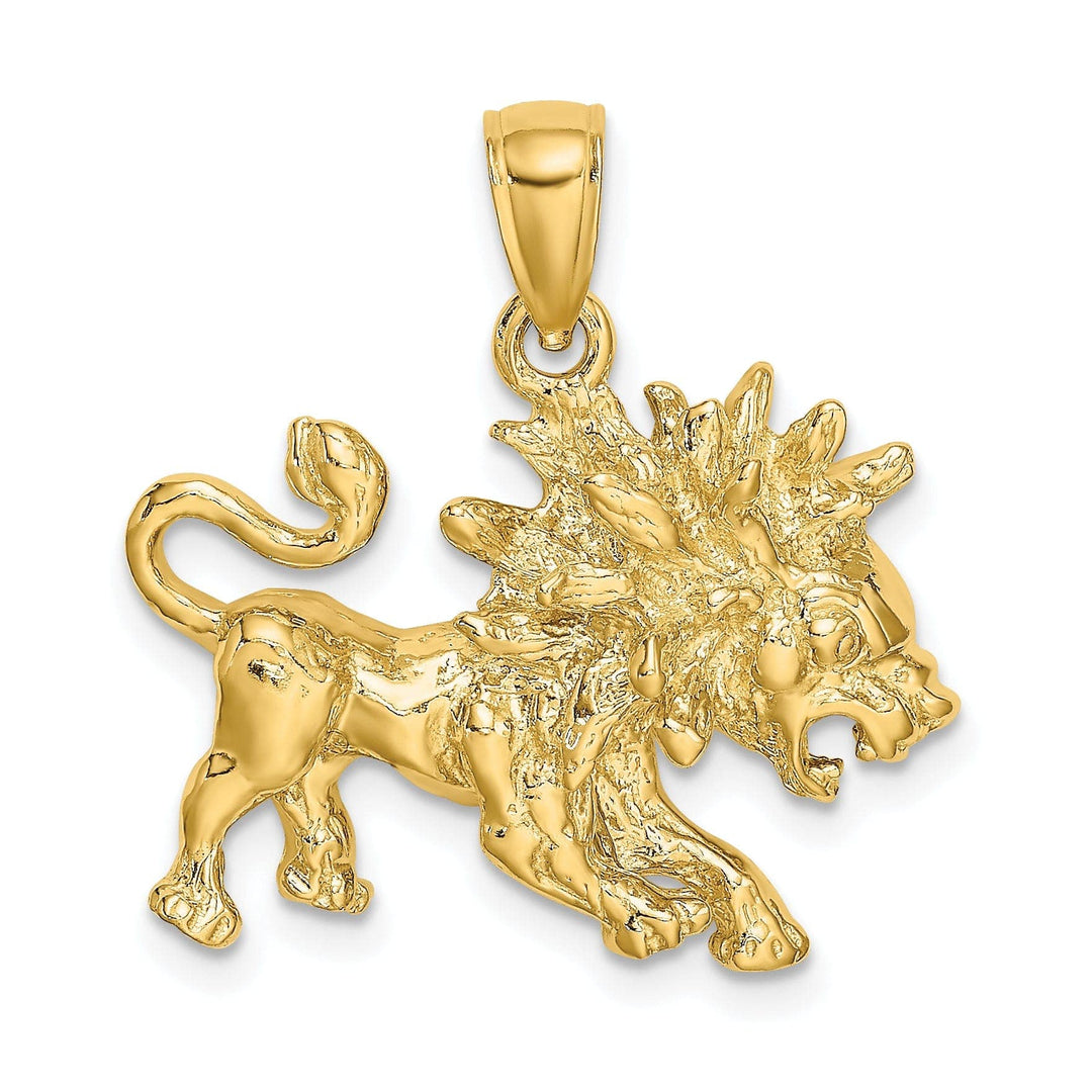 Lovely Rita's Pendants & Charms 14k Yellow Gold Polished Texture Finish Large Size3-D LEO Zodiac Charm Pendant