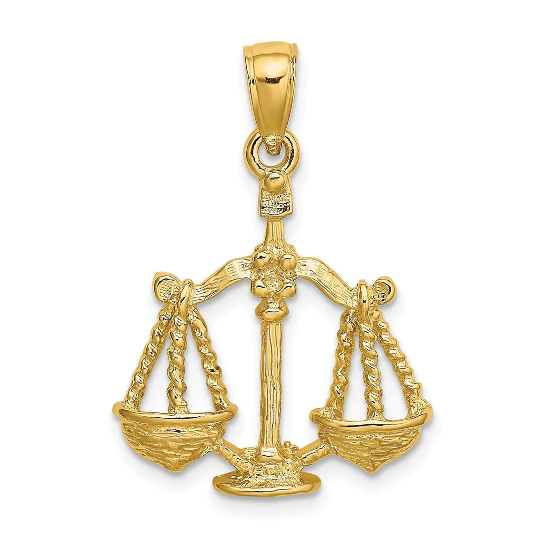 Lovely Rita's Pendants & Charms 14k Yellow Gold Polished Texture Finish Large Size3-D Libra Zodiac Charm Pendant