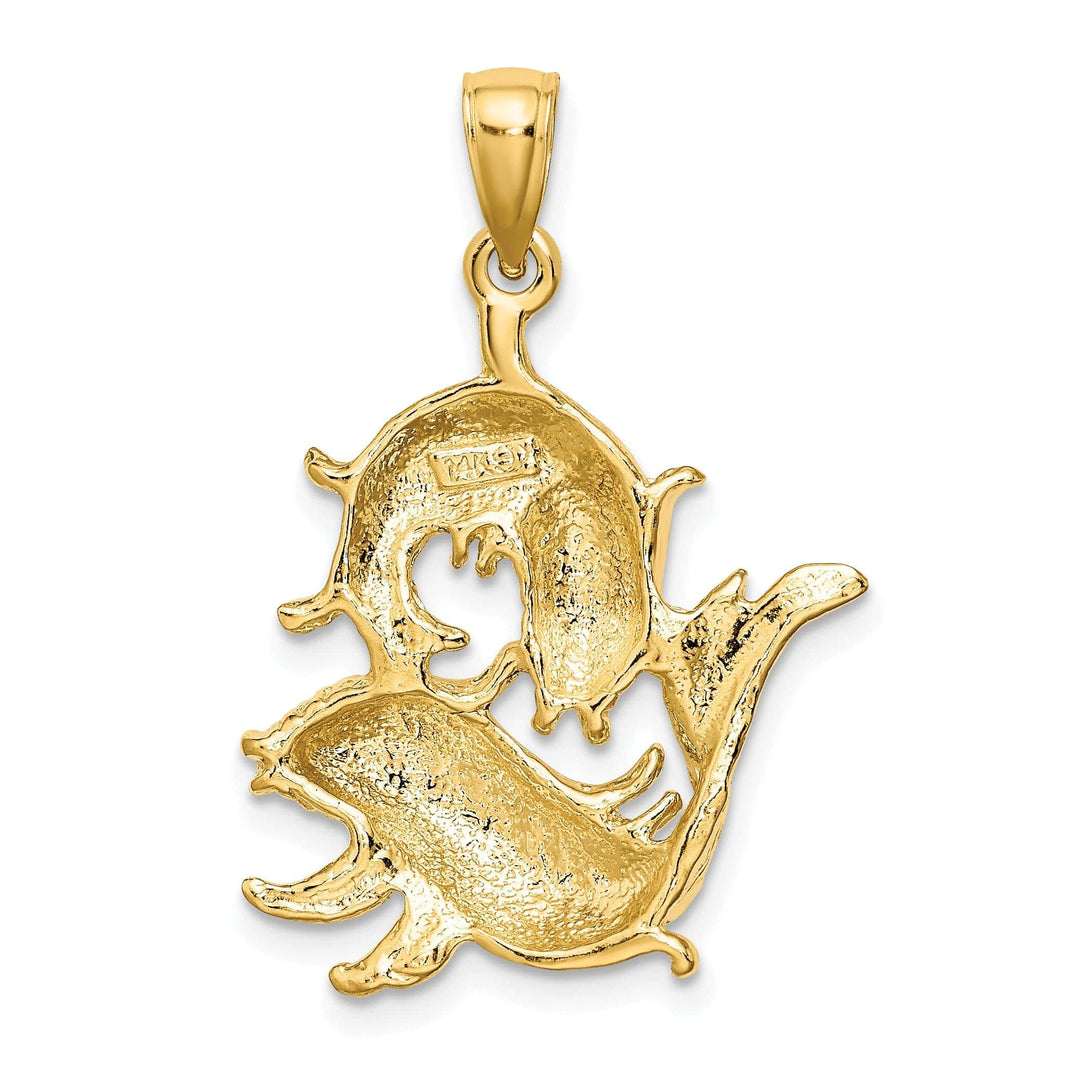 Lovely Rita's Pendants & Charms 14k Yellow Gold Polished Texture Finish Large Size3-D Pisces Zodiac Charm Pendant