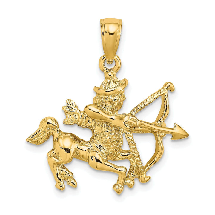 Lovely Rita's Pendants & Charms 14k Yellow Gold Polished Texture Finish Large Size3-D Sagittarius Zodiac Charm Pendant