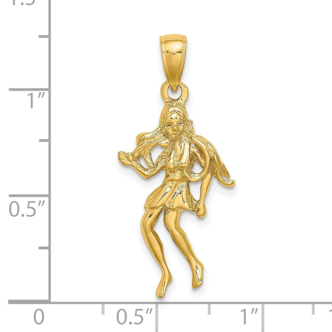 Lovely Rita's Pendants & Charms 14k Yellow Gold Polished Texture Finish Large Size3-D Virgo Zodiac Charm Pendant