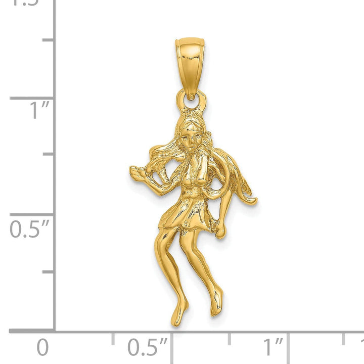 Lovely Rita's Pendants & Charms 14k Yellow Gold Polished Texture Finish Large Size3-D Virgo Zodiac Charm Pendant