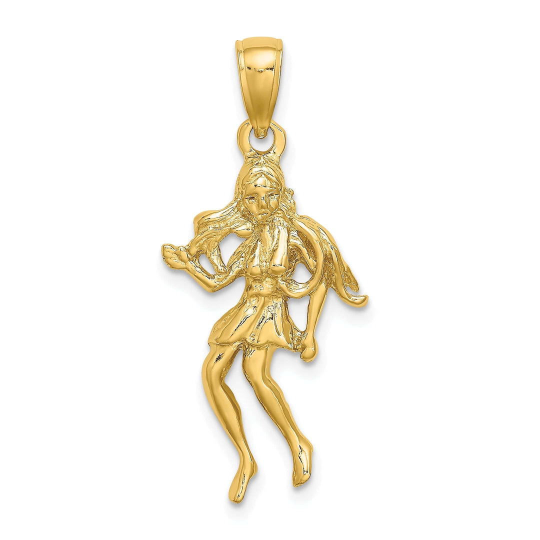Lovely Rita's Pendants & Charms 14k Yellow Gold Polished Texture Finish Large Size3-D Virgo Zodiac Charm Pendant