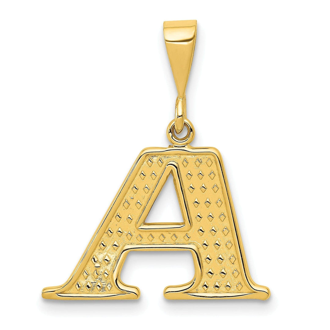 Lovely Rita's Pendants & Charms 14k Yellow Gold Polished Texture Finish Letter A Initial Charm Pendant