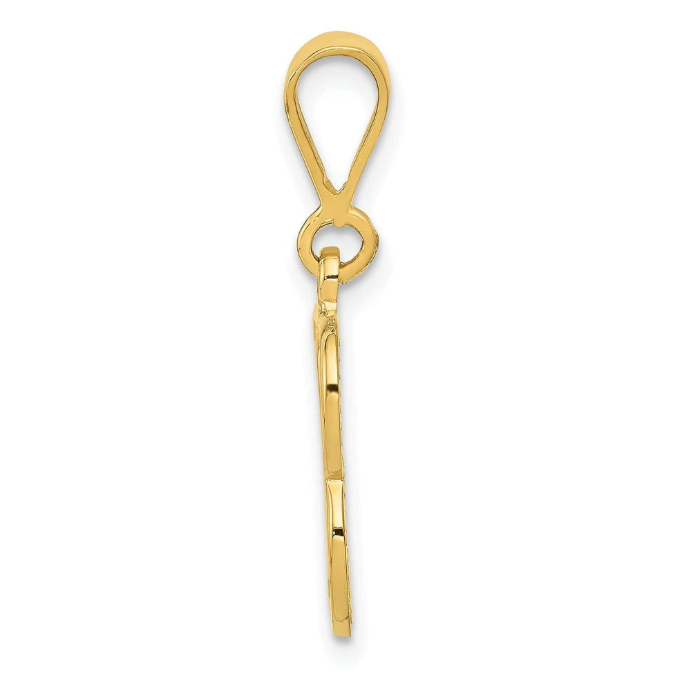 Lovely Rita's Pendants & Charms 14k Yellow Gold Polished Texture Finish Letter B Initial Charm Pendant