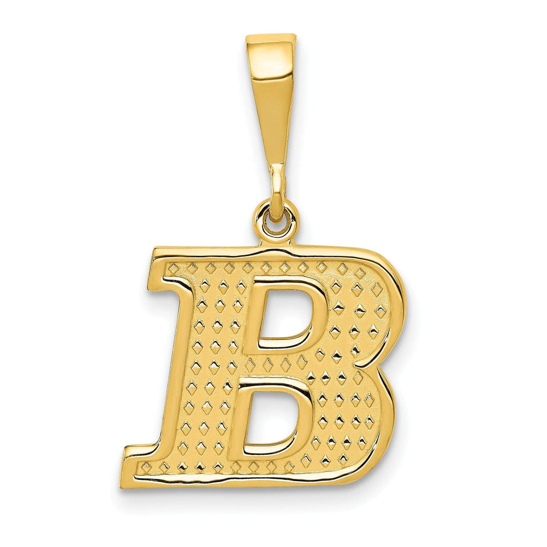 Lovely Rita's Pendants & Charms 14k Yellow Gold Polished Texture Finish Letter B Initial Charm Pendant