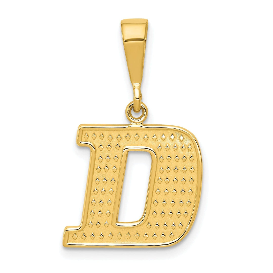 Lovely Rita's Pendants & Charms 14k Yellow Gold Polished Texture Finish Letter D Initial Charm Pendant