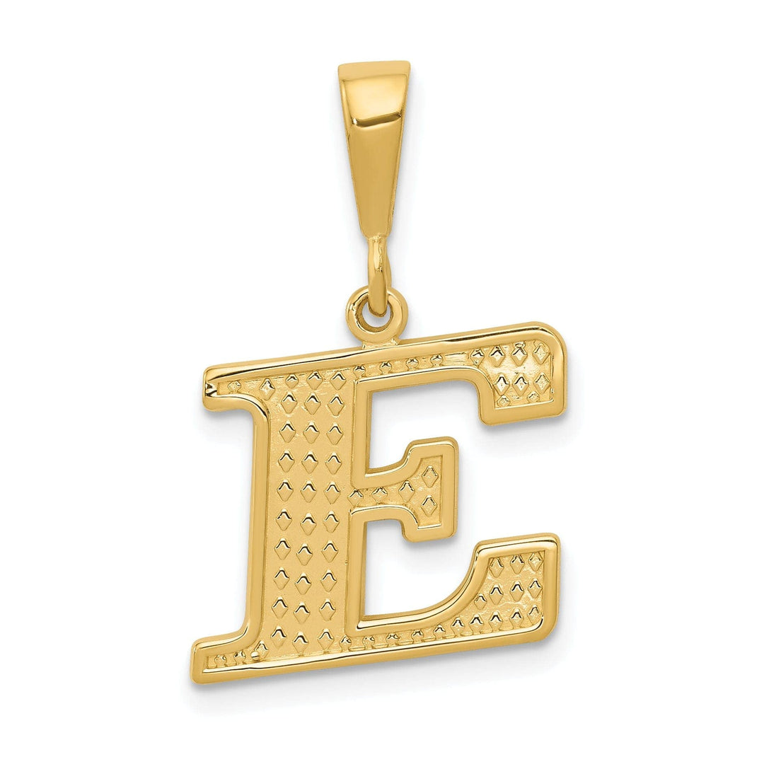 Lovely Rita's Pendants & Charms 14k Yellow Gold Polished Texture Finish Letter E Initial Charm Pendant