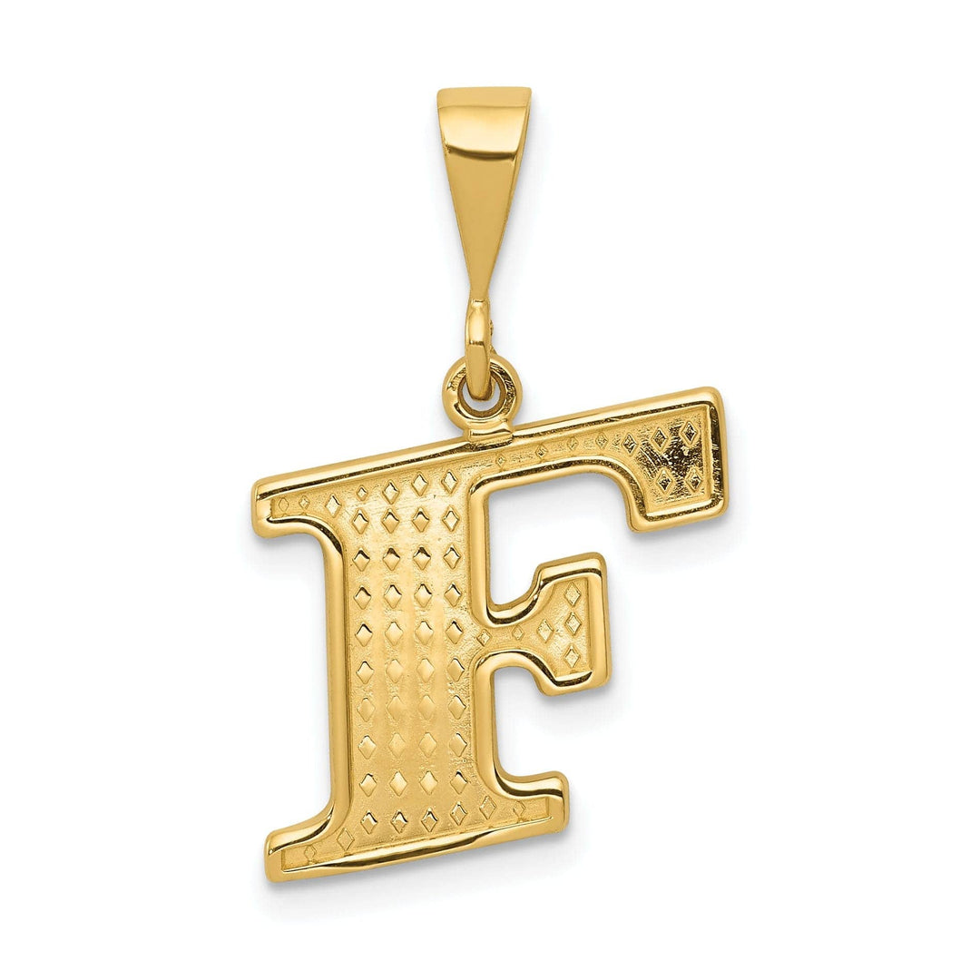 Lovely Rita's Pendants & Charms 14k Yellow Gold Polished Texture Finish Letter F Initial Charm Pendant