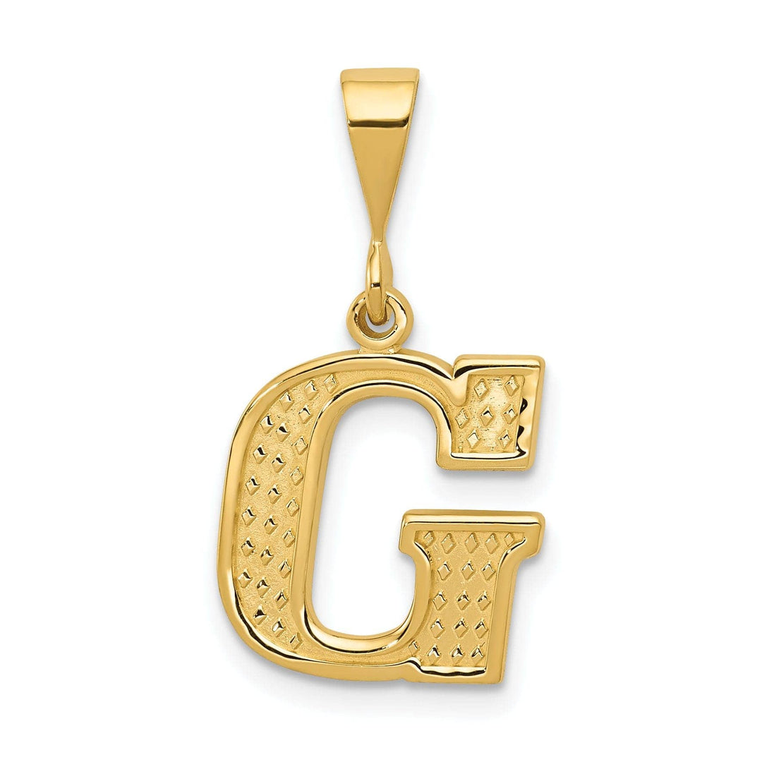 Lovely Rita's Pendants & Charms 14k Yellow Gold Polished Texture Finish Letter G Initial Charm Pendant