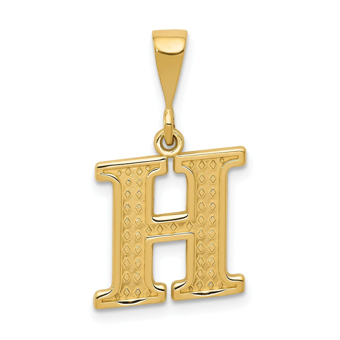 Lovely Rita's Pendants & Charms 14k Yellow Gold Polished Texture Finish Letter H Initial Charm Pendant
