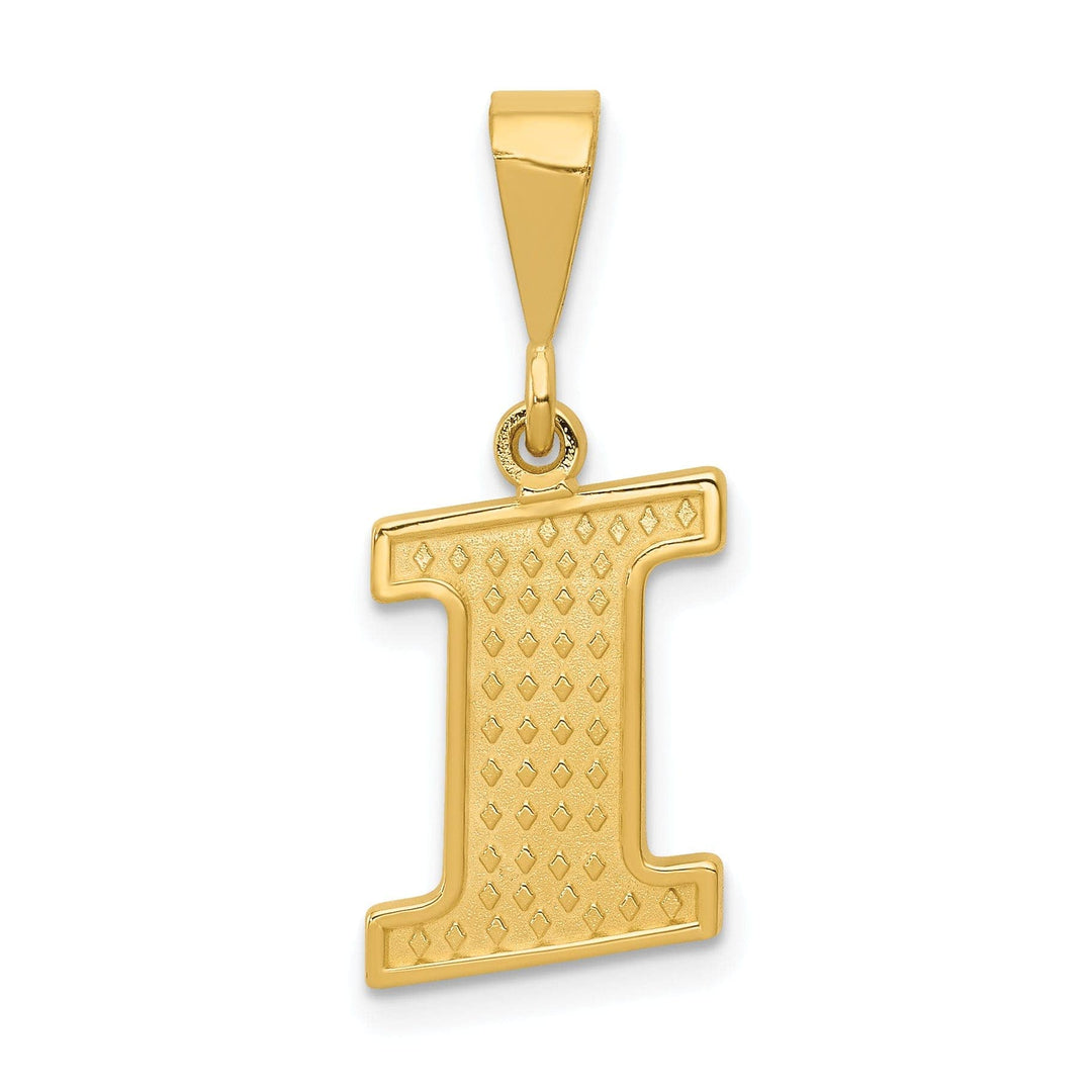 Lovely Rita's Pendants & Charms 14k Yellow Gold Polished Texture Finish Letter I Initial Charm Pendant