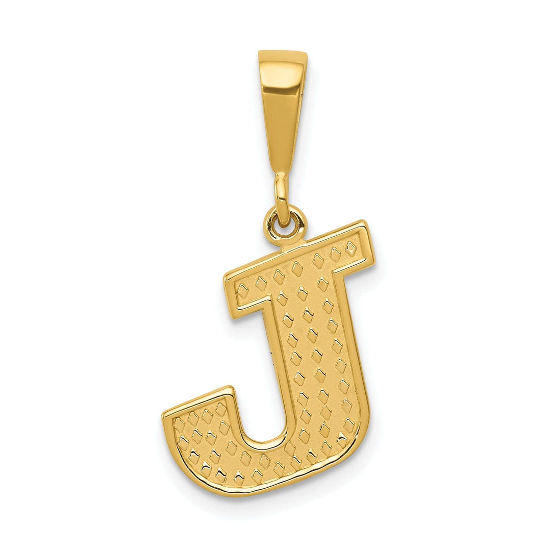 Lovely Rita's Pendants & Charms 14k Yellow Gold Polished Texture Finish Letter J Initial Charm Pendant