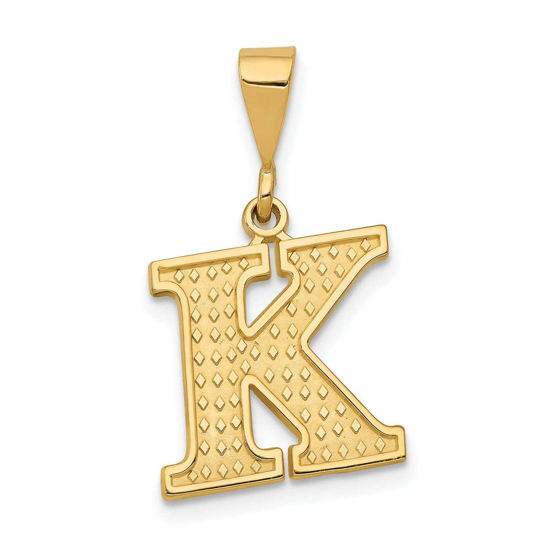 Lovely Rita's Pendants & Charms 14k Yellow Gold Polished Texture Finish Letter K Initial Charm Pendant