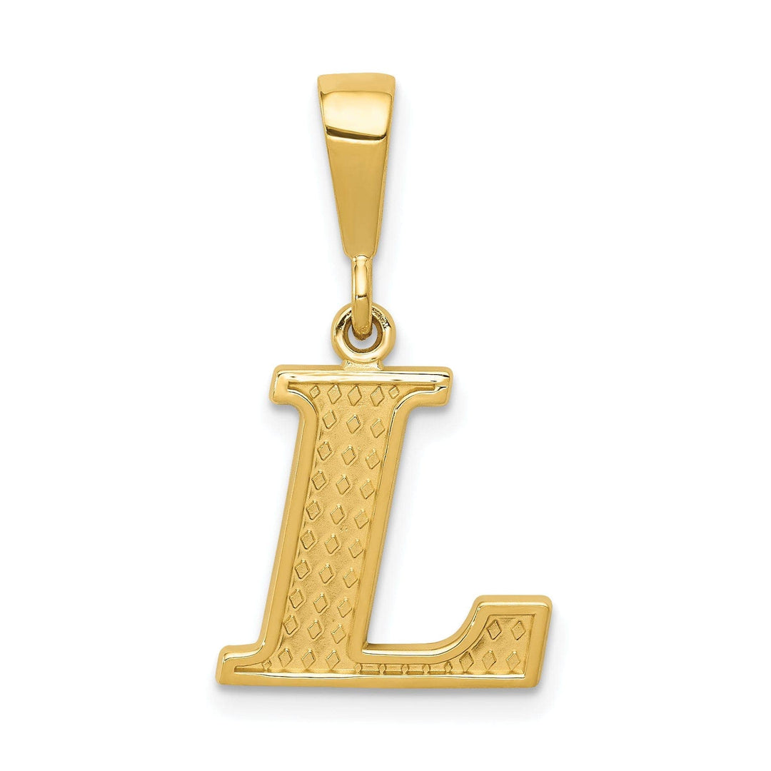 Lovely Rita's Pendants & Charms 14k Yellow Gold Polished Texture Finish Letter L Initial Charm Pendant