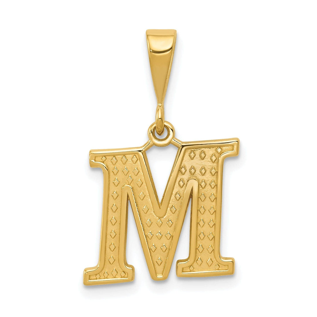 Lovely Rita's Pendants & Charms 14k Yellow Gold Polished Texture Finish Letter M Initial Charm Pendant
