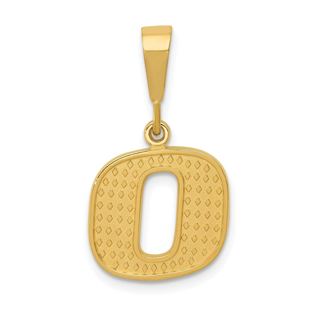 Lovely Rita's Pendants & Charms 14k Yellow Gold Polished Texture Finish Letter O Initial Charm Pendant