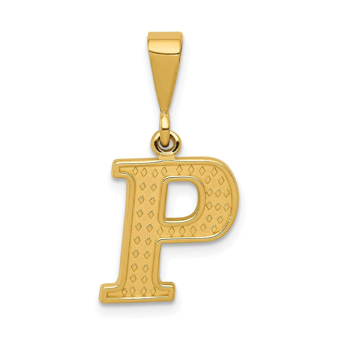 Lovely Rita's Pendants & Charms 14k Yellow Gold Polished Texture Finish Letter P Initial Charm Pendant