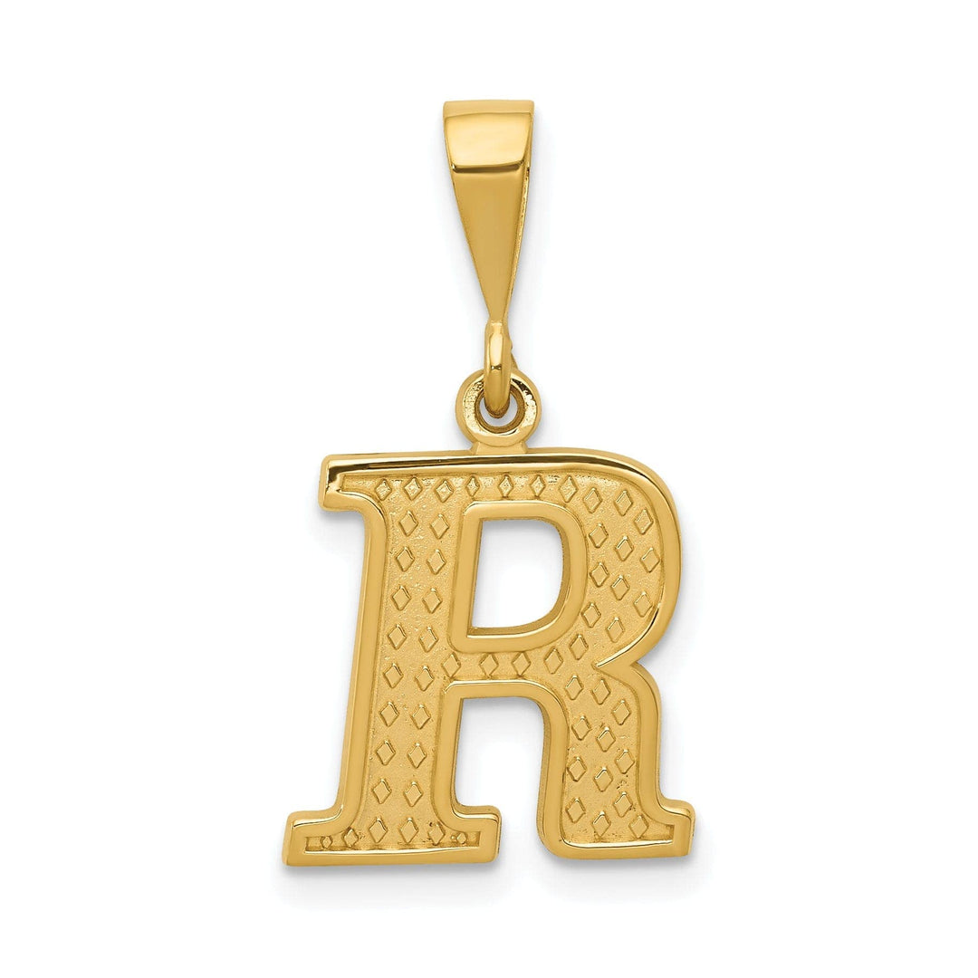 Lovely Rita's Pendants & Charms 14k Yellow Gold Polished Texture Finish Letter R Initial Charm Pendant