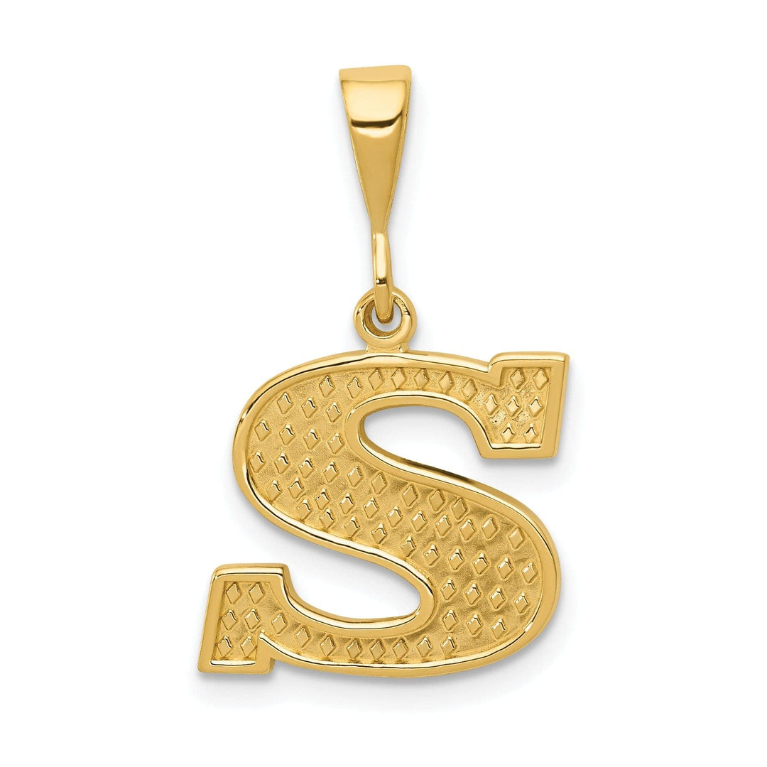Lovely Rita's Pendants & Charms 14k Yellow Gold Polished Texture Finish Letter S Initial Charm Pendant