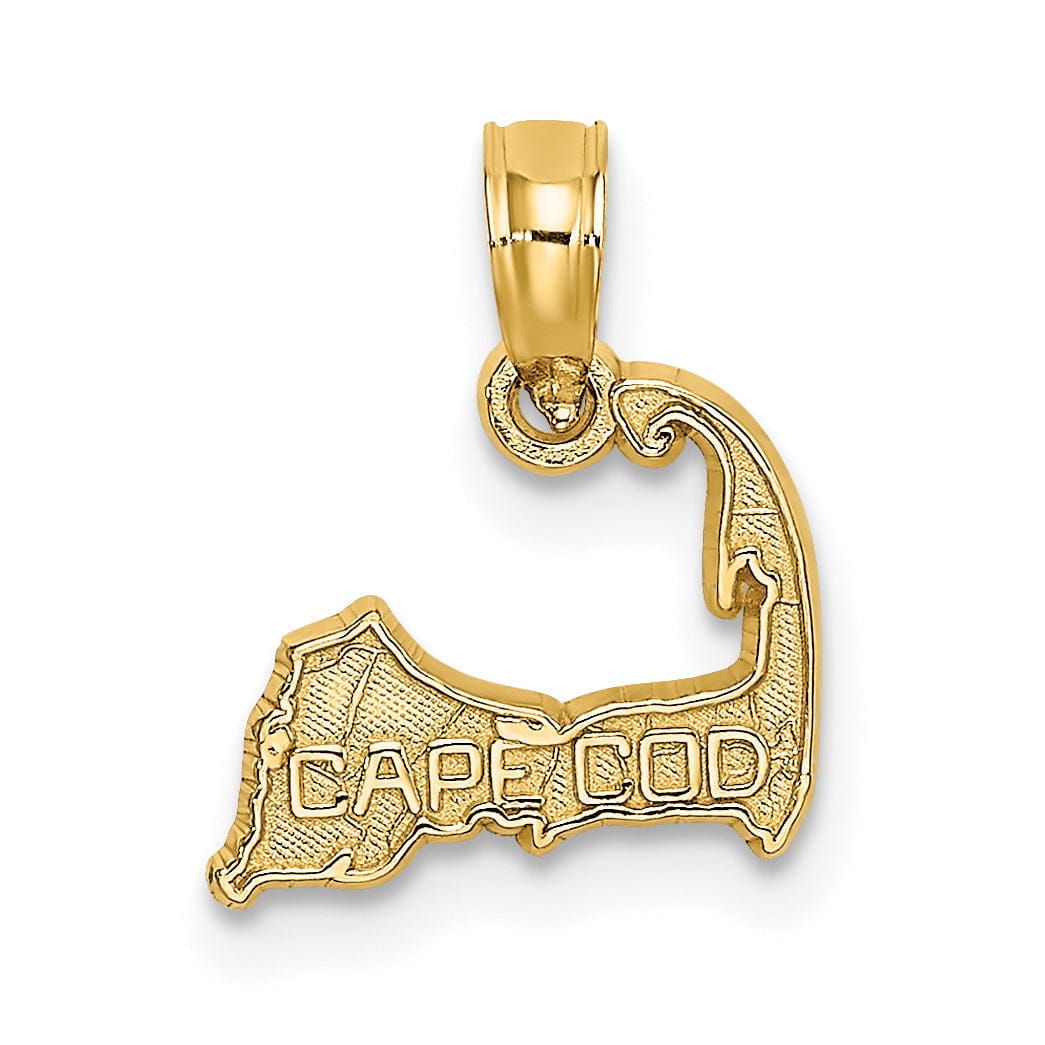 Lovely Rita's Pendants & Charms 14K Yellow Gold Polished Texture Finish Map Shape of CAPE COD Charm Pendant