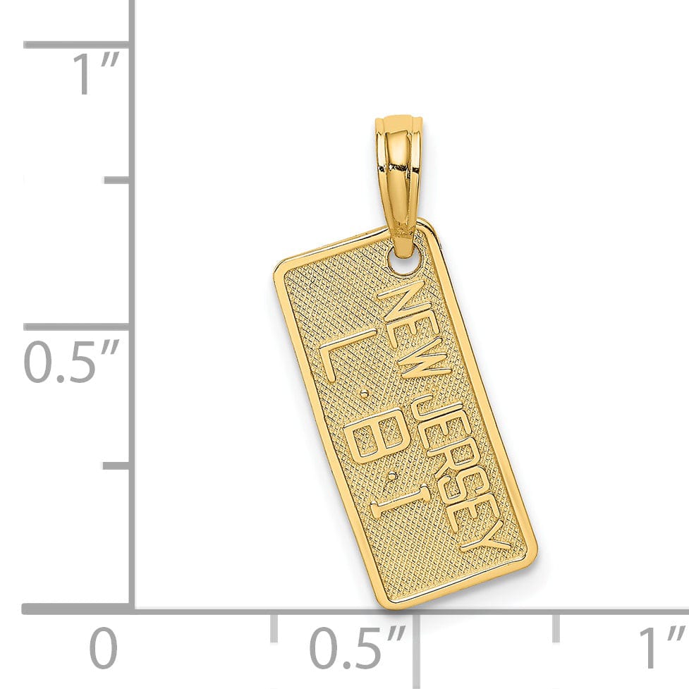 Lovely Rita's Pendants & Charms 14K Yellow Gold Polished Texture Finish NEW JERSEY-LBI (Long Beach Island) License Plate Charm Pendant