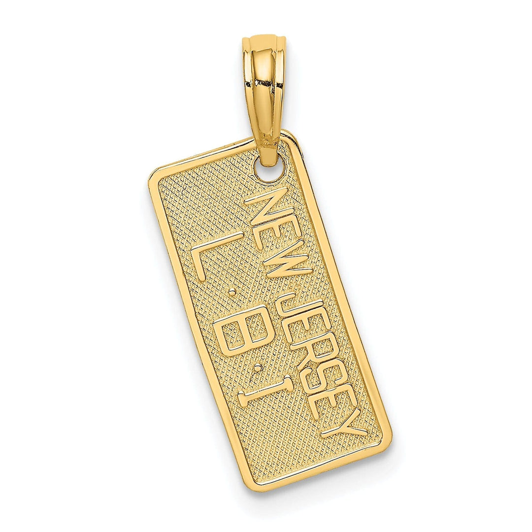 Lovely Rita's Pendants & Charms 14K Yellow Gold Polished Texture Finish NEW JERSEY-LBI (Long Beach Island) License Plate Charm Pendant