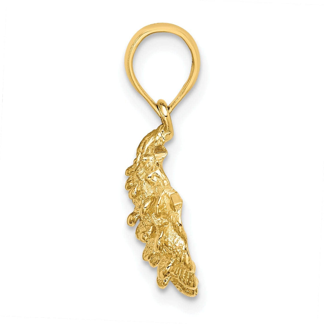 Lovely Rita's Pendants & Charms 14K Yellow Gold Polished Texture Finish Oyster Shell Charm Pendant