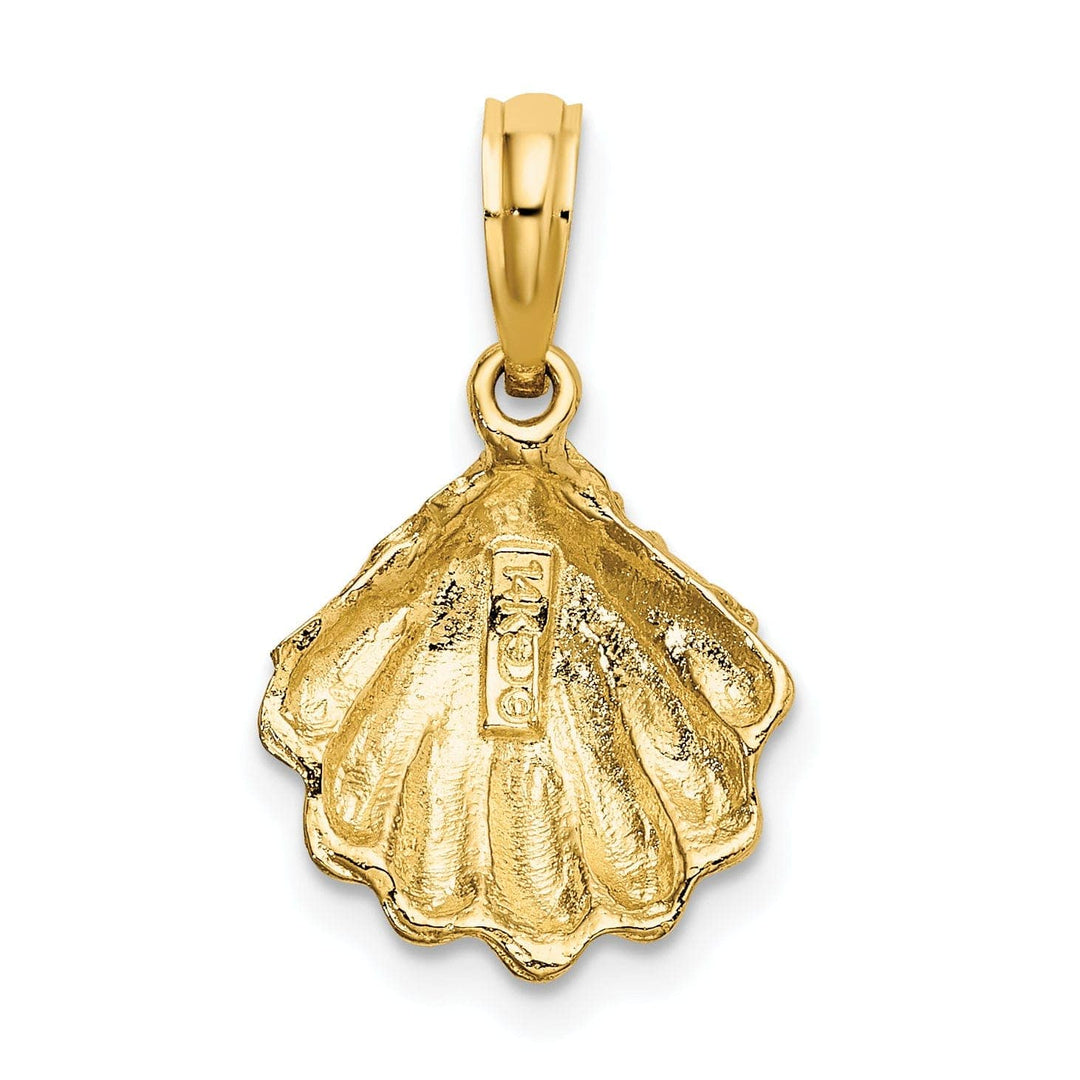 Lovely Rita's Pendants & Charms 14K Yellow Gold Polished Texture Finish Oyster Shell Charm Pendant