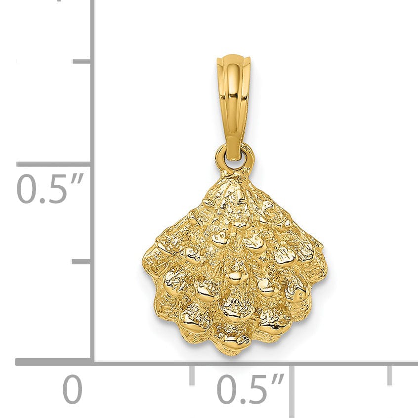 Lovely Rita's Pendants & Charms 14K Yellow Gold Polished Texture Finish Oyster Shell Charm Pendant