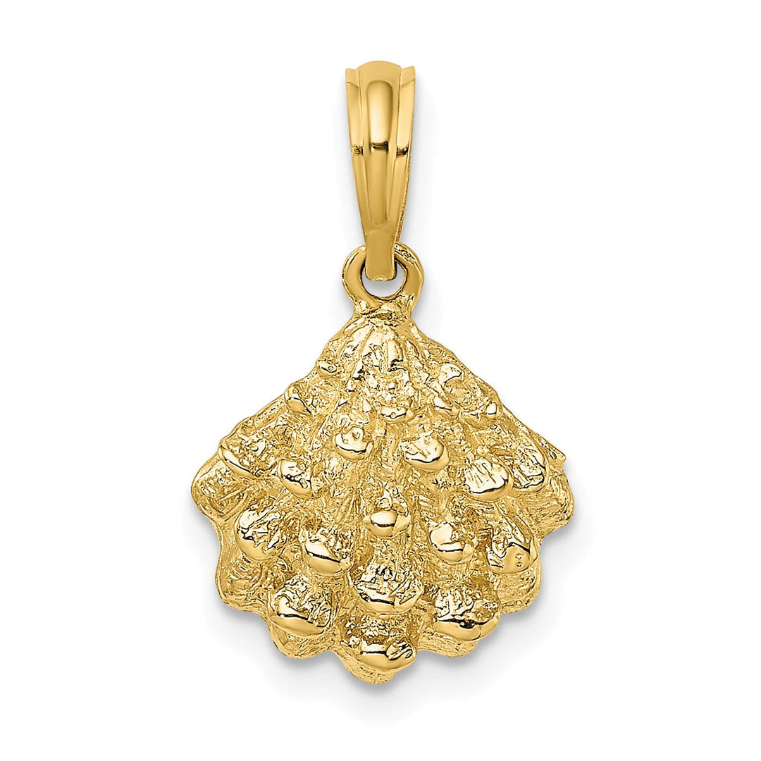 Lovely Rita's Pendants & Charms 14K Yellow Gold Polished Texture Finish Oyster Shell Charm Pendant