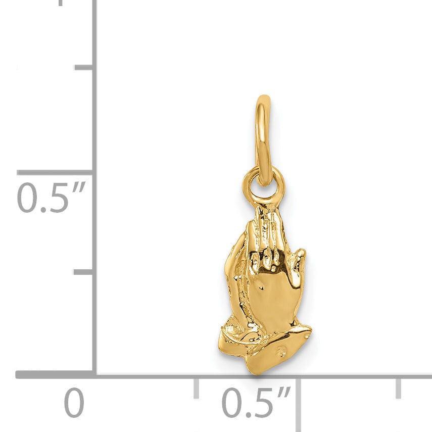 Lovely Rita's Pendants & Charms 14k Yellow Gold Polished Texture Finish Praying Hands Charm Pendant
