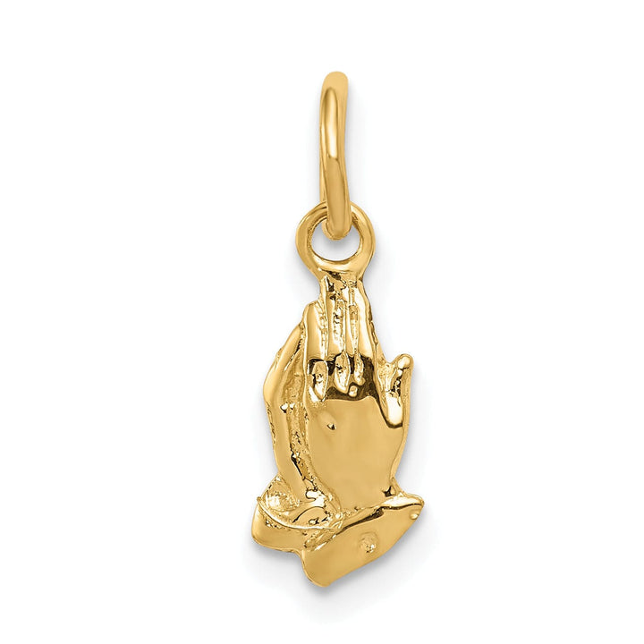 Lovely Rita's Pendants & Charms 14k Yellow Gold Polished Texture Finish Praying Hands Charm Pendant