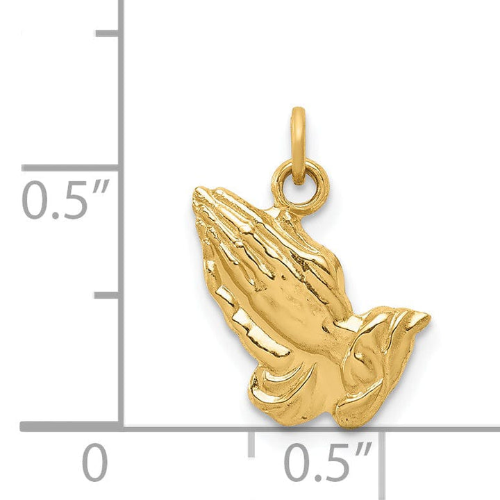 Lovely Rita's Pendants & Charms 14k Yellow Gold Polished Texture Finish Praying Hands Charm Pendant