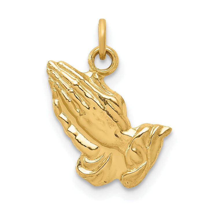 Lovely Rita's Pendants & Charms 14k Yellow Gold Polished Texture Finish Praying Hands Charm Pendant