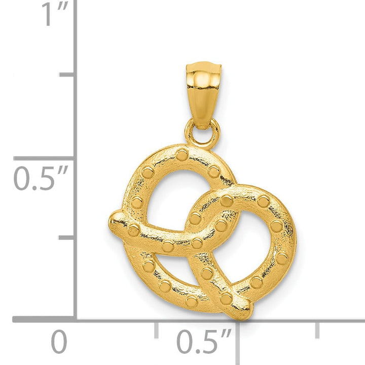 Lovely Rita's Pendants & Charms 14k Yellow Gold Polished Texture Finish Pretzel Shape Design Pendant
