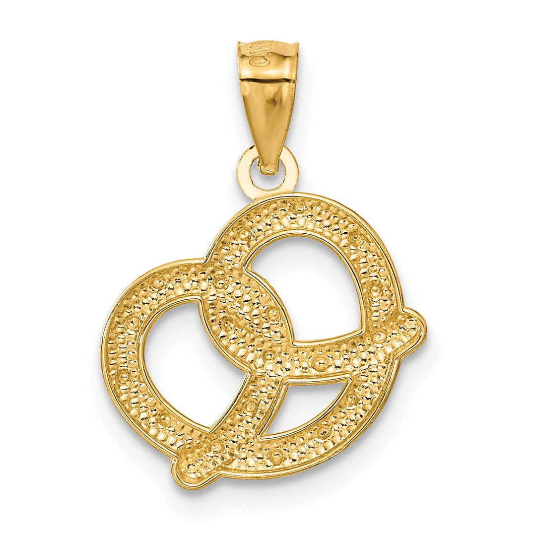 Lovely Rita's Pendants & Charms 14k Yellow Gold Polished Texture Finish Pretzel Shape Design Pendant