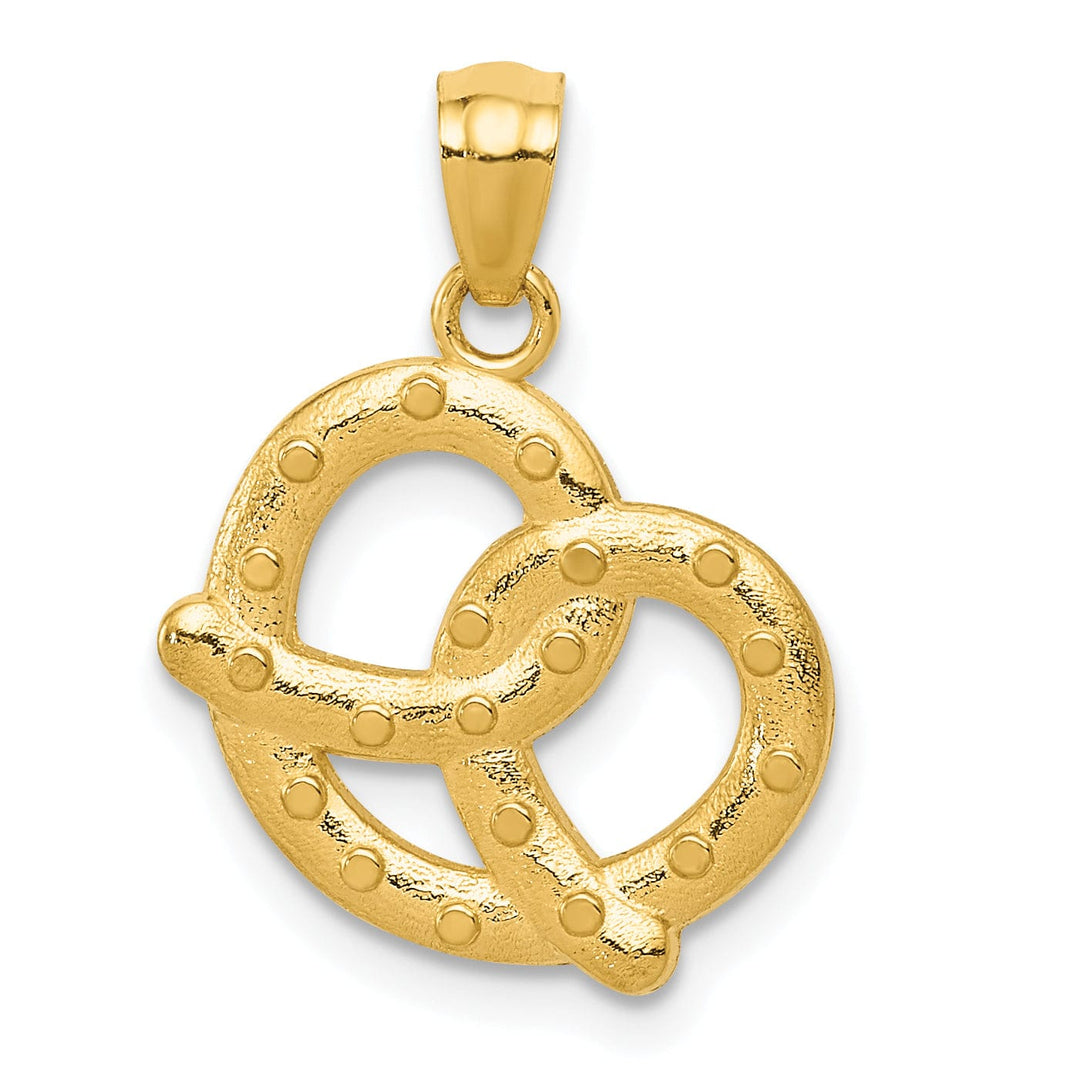 Lovely Rita's Pendants & Charms 14k Yellow Gold Polished Texture Finish Pretzel Shape Design Pendant
