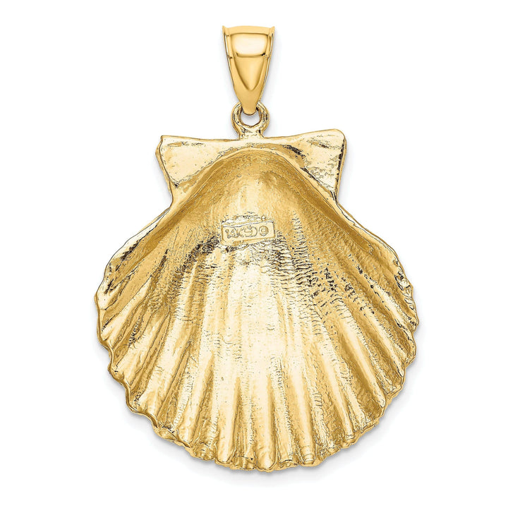 Lovely Rita's Pendants & Charms 14K Yellow Gold Polished Texture Finish Scallop Sea Shell Charm Pendant
