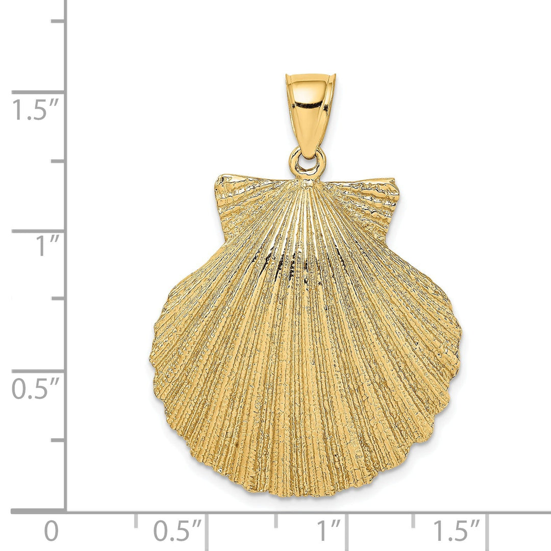 Lovely Rita's Pendants & Charms 14K Yellow Gold Polished Texture Finish Scallop Sea Shell Charm Pendant