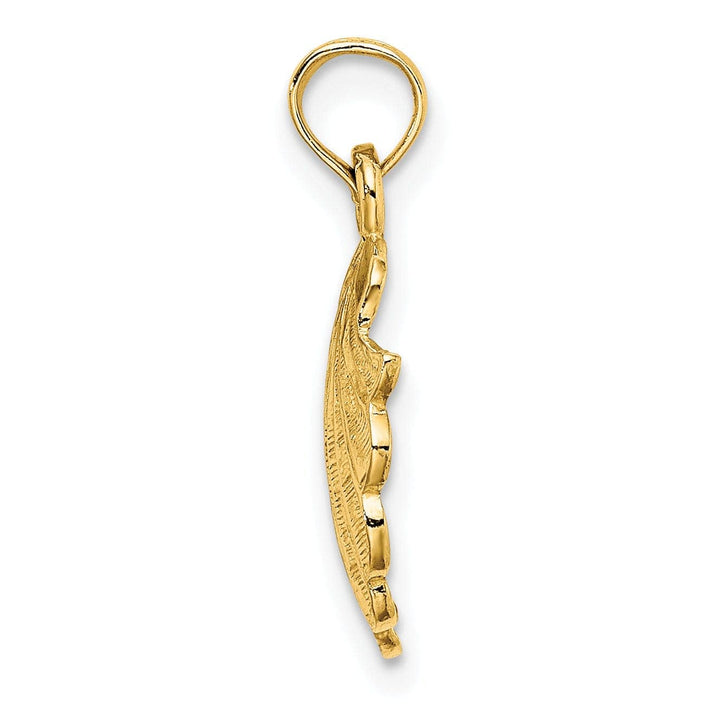 Lovely Rita's Pendants & Charms 14K Yellow Gold Polished Texture Finish Scallop Shell Charm Pendant