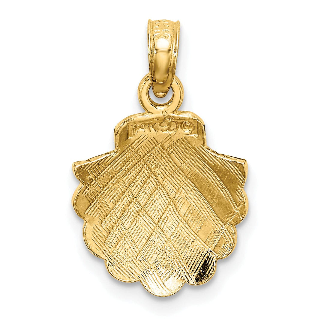 Lovely Rita's Pendants & Charms 14K Yellow Gold Polished Texture Finish Scallop Shell Charm Pendant