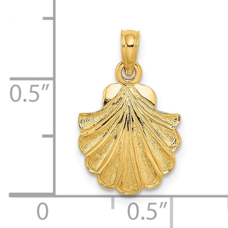 Lovely Rita's Pendants & Charms 14K Yellow Gold Polished Texture Finish Scallop Shell Charm Pendant