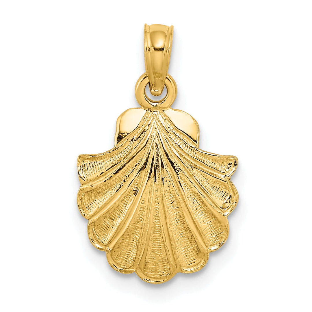 Lovely Rita's Pendants & Charms 14K Yellow Gold Polished Texture Finish Scallop Shell Charm Pendant