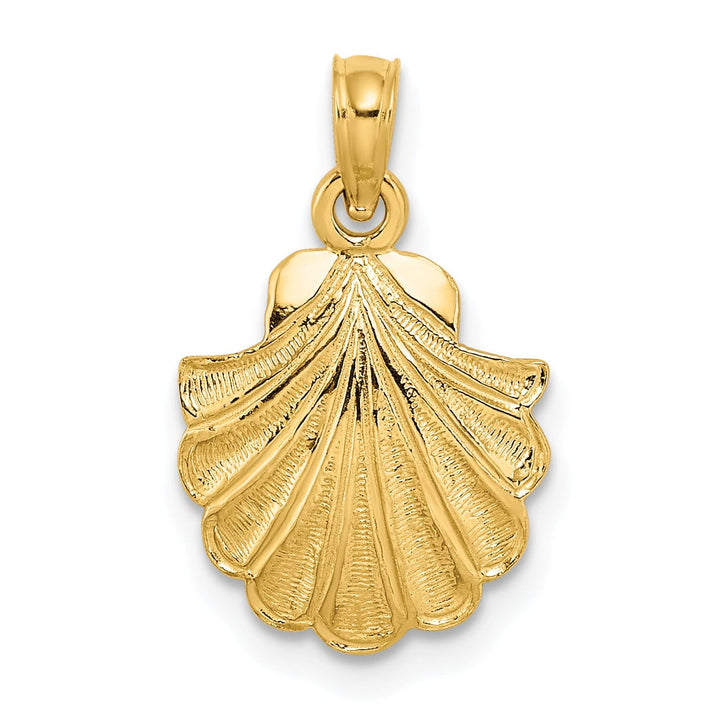 Lovely Rita's Pendants & Charms 14K Yellow Gold Polished Texture Finish Scallop Shell Charm Pendant
