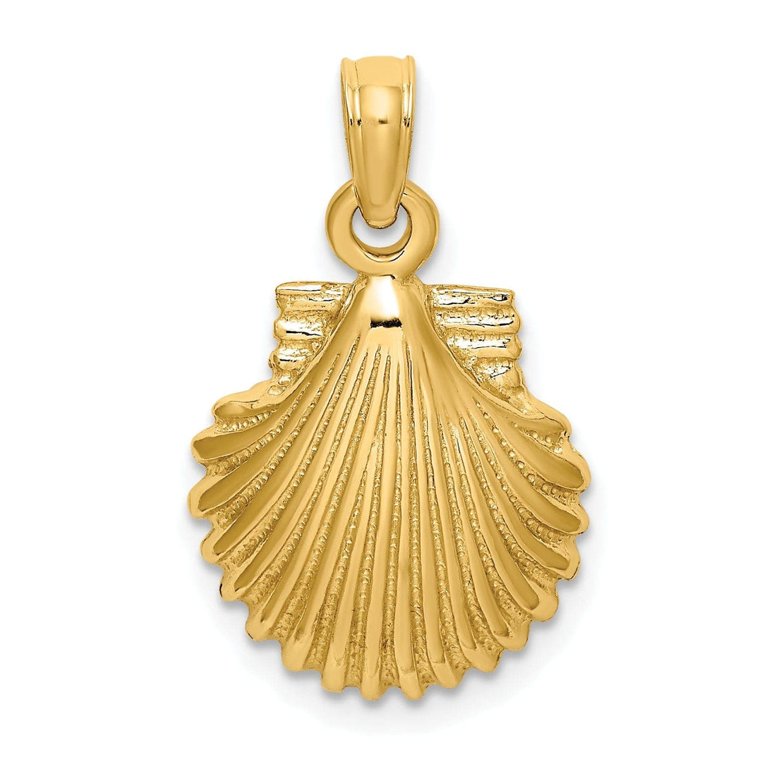 Lovely Rita's Pendants & Charms 14K Yellow Gold Polished Texture Finish Sea Scallop Shell Charm Pendant