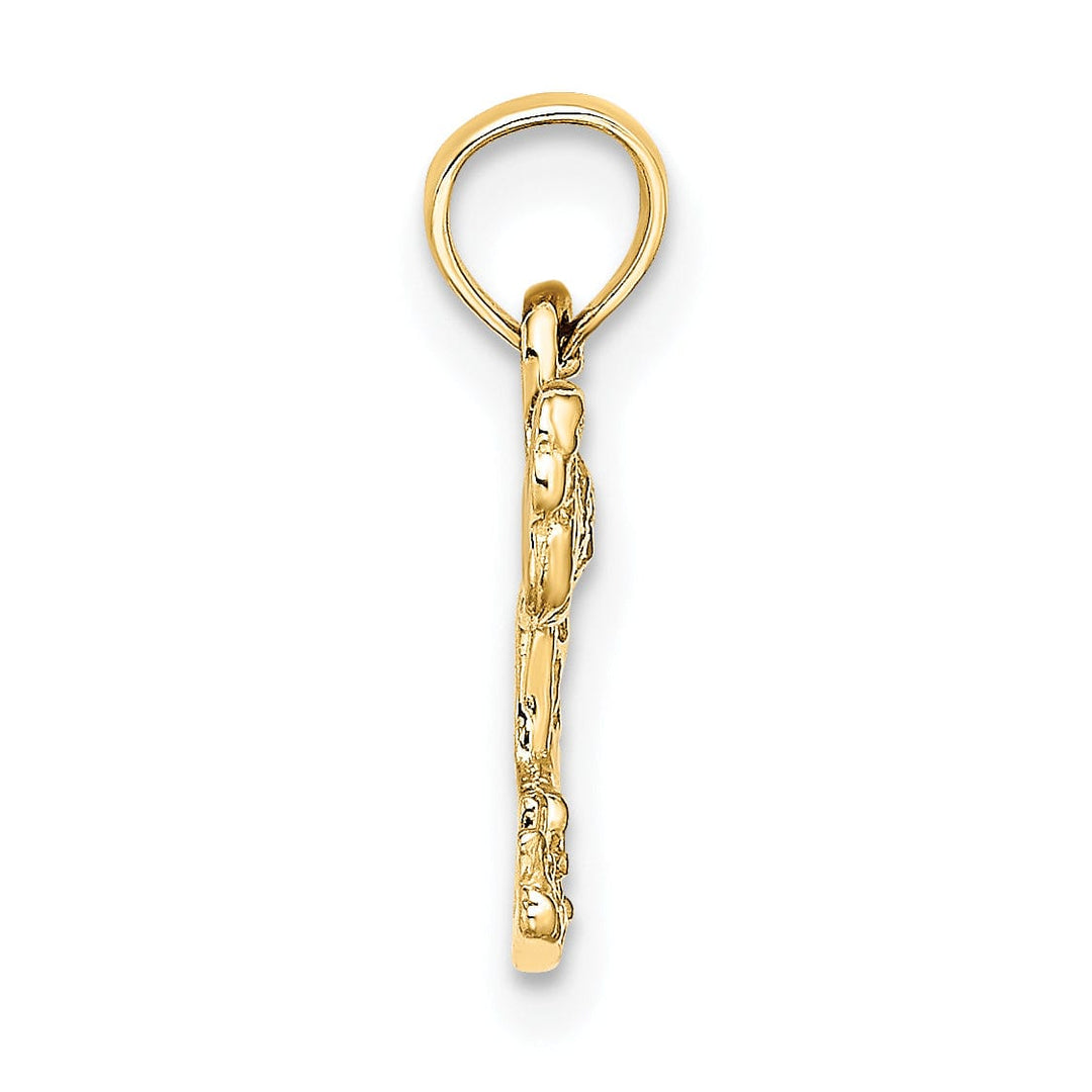 Lovely Rita's Pendants & Charms 14K Yellow Gold Polished Texture Finish Small Size Flamingo Standing Charm Pendant